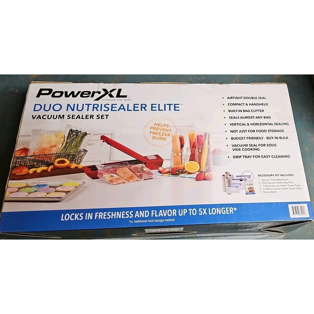 PowerXL Duo NutriSealer Elite 6-in-1 Vacuum Sealer Machine Set Red